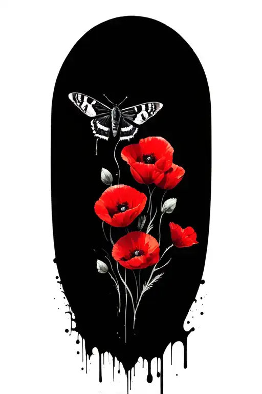 The main motif will be a moth and wolf poppies around her tattoo design idea
