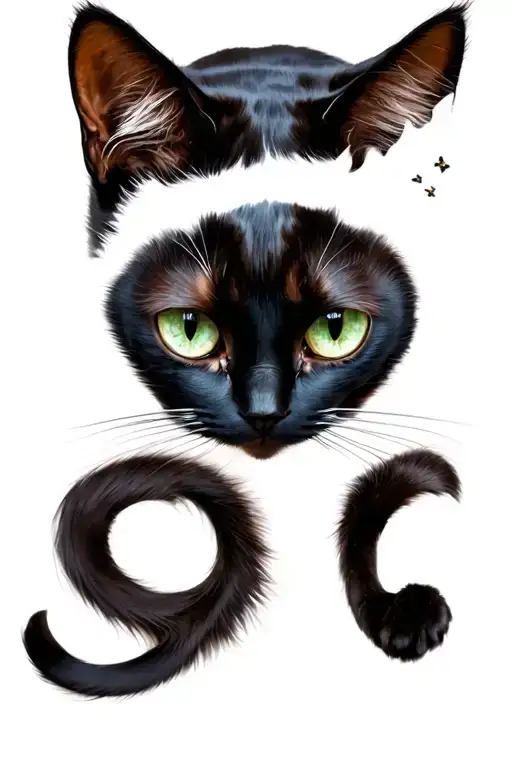black cat blue aurea solo levealing green eyes tattoo design idea