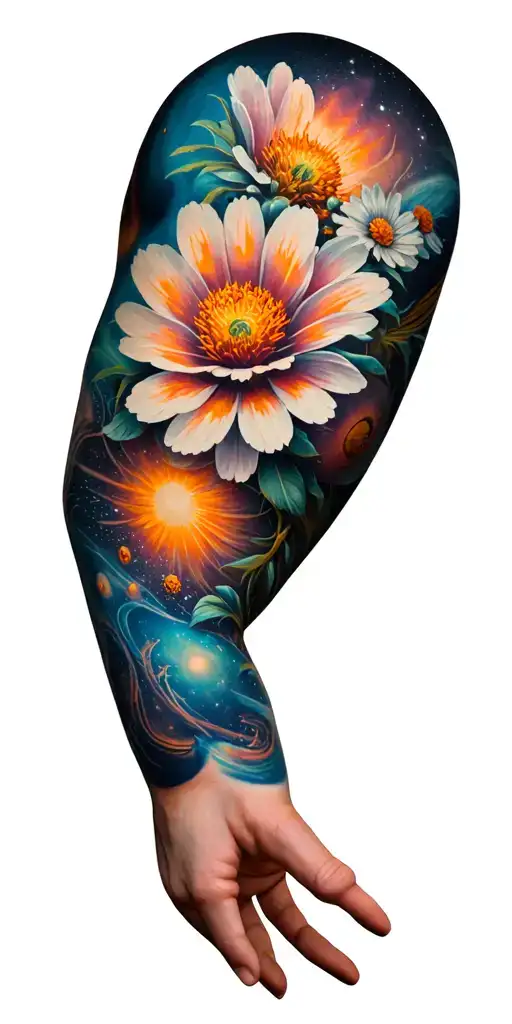 cosmos 3d arm Tattoo tattoo design idea