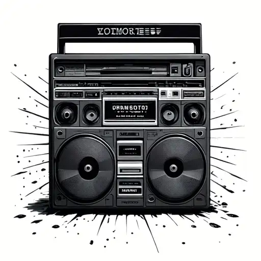 Boombox fisheye tattoo design idea