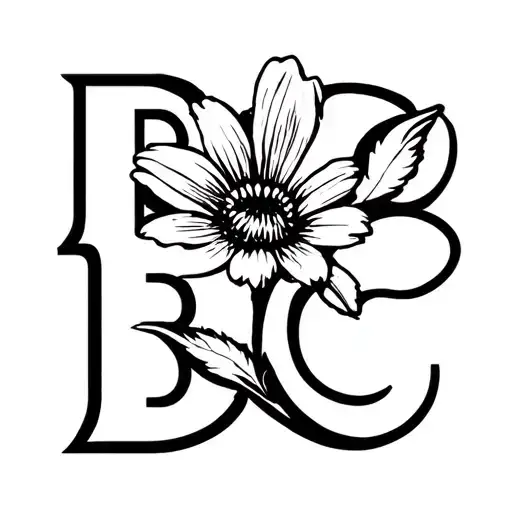 "B C " cosmo flower tattoo design idea
