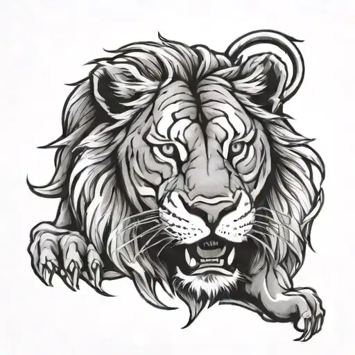 detroit lion roaring word GRIT underneath tattoo design idea