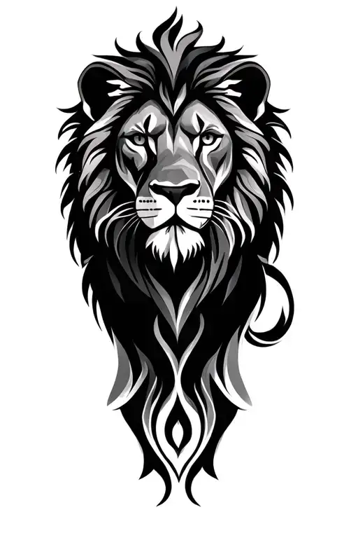lion with shapes forming patterns tattoo design idea