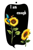 sunflower, daisy, "I am enough", greenery, butterfly tattoo design idea
