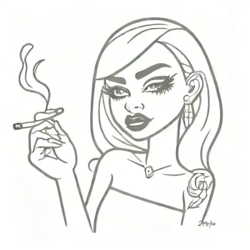 Bratz Doll crying and smoking Flash Tattoo design tattoo design idea