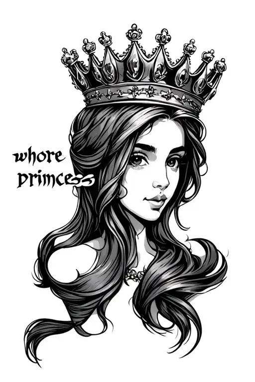 "whore princess" princess's crown tattoo design idea
