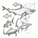 hammerhead shark, jellyfish, stingray, turtle, octopus tattoo design idea
