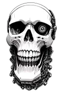 robot skull tattoo design idea
