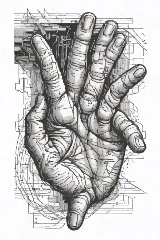 reassuring hand reaching out from a bright white room  tattoo design idea