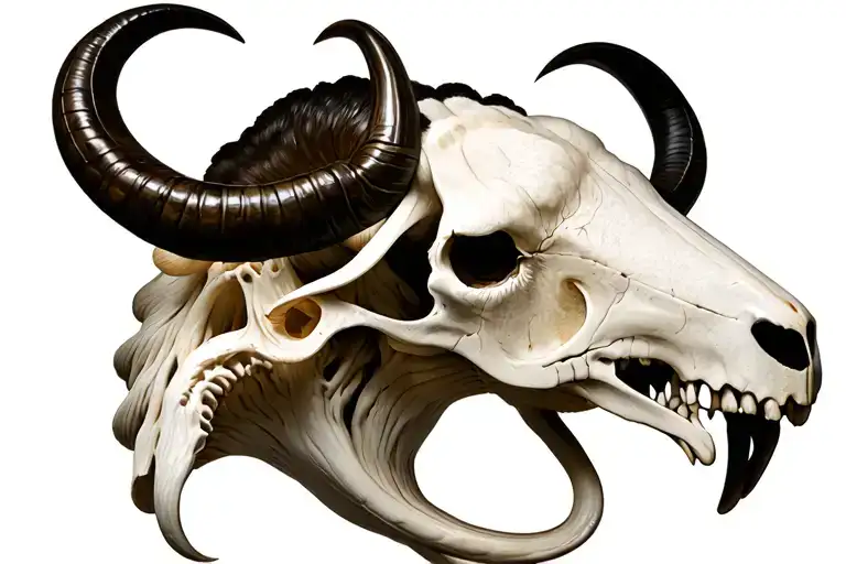 based on an animal skull with horns like a sheep in the shape of a uterus, but th tattoo design idea