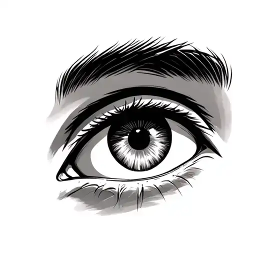 Eye without eyebrows tattoo design idea