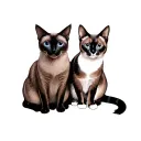 siamese cat and tortoiseshell cat sitting next to each other  tattoo design idea