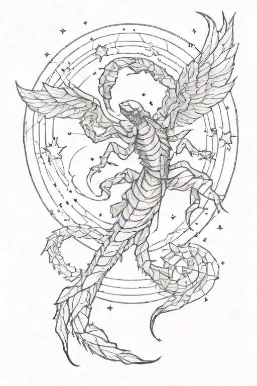 scorpion star constellation, Lucifer and Icarus are falling from the sky tattoo design idea