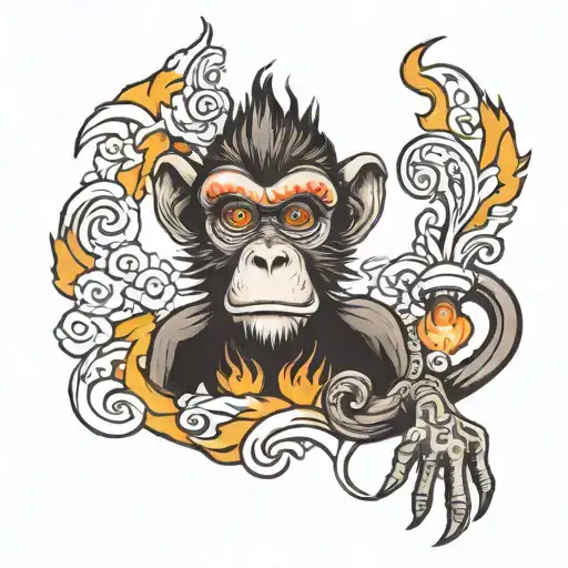 monkey with fire eyes  tattoo design idea