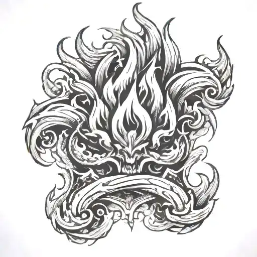 raging fire flames tattoo design idea