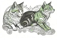 cat and dog looking at aurora borealis tattoo design idea