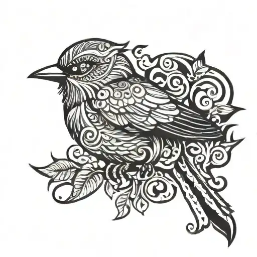 rest in peace baby girl bird perched tattoo design idea