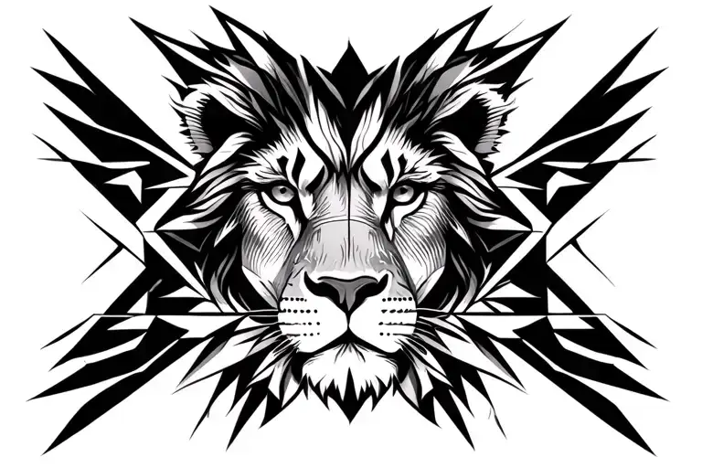 lion face tattoo design idea