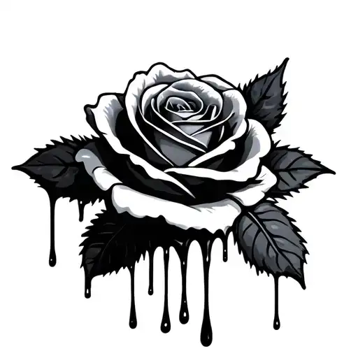 a black rose dripping tattoo design idea
