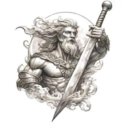 spear of poseidon god tattoo design idea