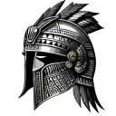 Gladiator helmet with Egyptian writting, and African tribal ink,  tattoo design idea