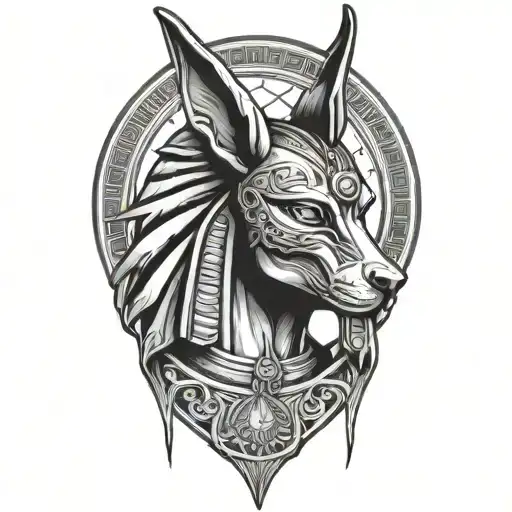 anubis and sphinx  tattoo design idea