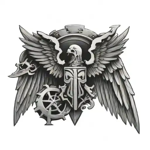Warhammer 40k dark angels insignia tattoo design idea