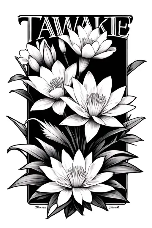 "Tawake" "Tawake" Waterlily Gladioli Cosmos tattoo design idea