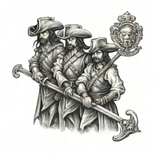 3 musketeers tattoo design idea