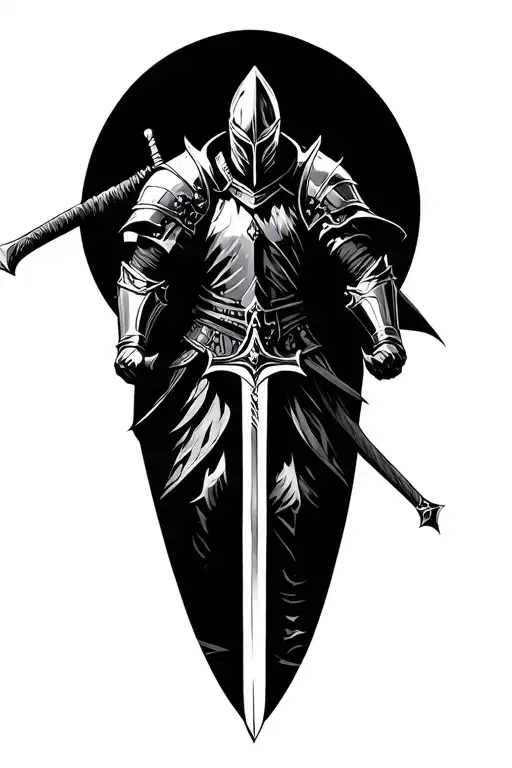 A knight from Dark Souls wielding a unique sword tattoo design idea