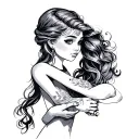 babe holding hands tattoo design idea