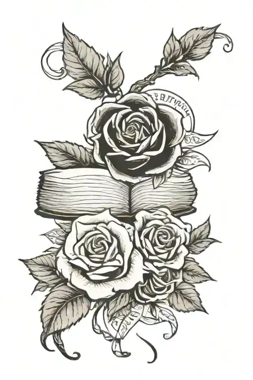 roses and Bible verse intertwined tattoo design idea