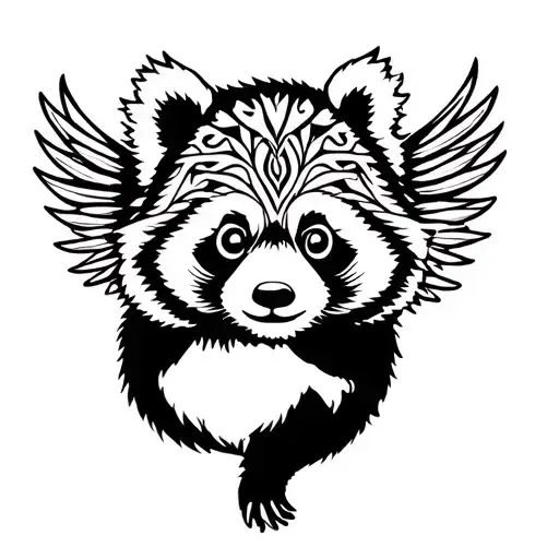 red panda with wings spread wide tattoo design idea