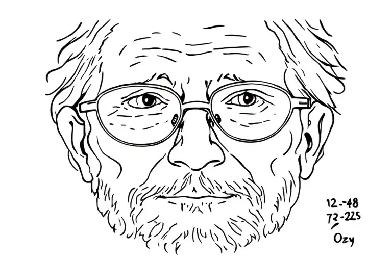 Ozzy with 12-3-48 to 7-22-25 with his glasses in the o in his name  tattoo design idea