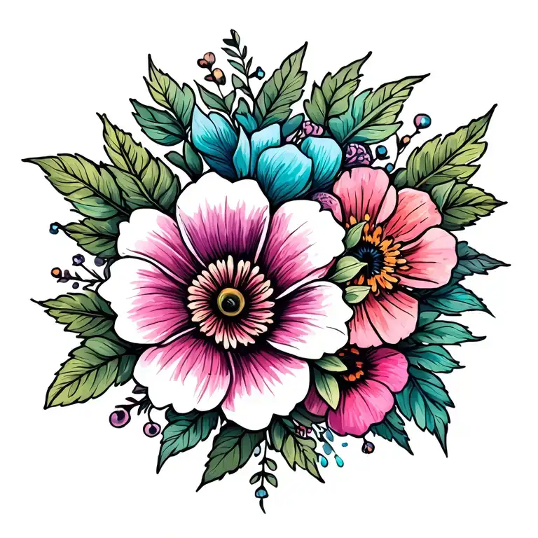 pretty flowers tattoo design idea