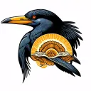 cormorant head profile holding tattoo design idea