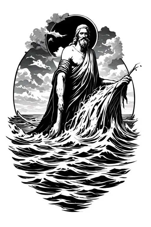 Moses standing in the sea  tattoo design idea