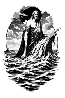 Moses standing in the sea  tattoo design idea