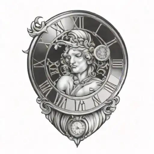 white Roman numeral clock face tattoo design idea