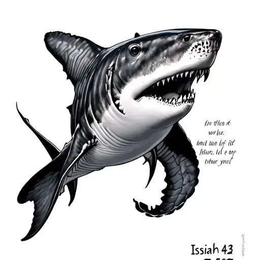 Isaiah 43:2 with whale shark tattoo design idea