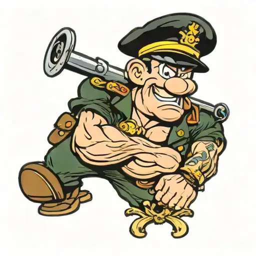 popeye wearing marine corps uniform tattoo design idea