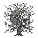 tree of life and skull  tattoo design idea