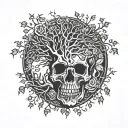 tree of life and skull  tattoo design idea