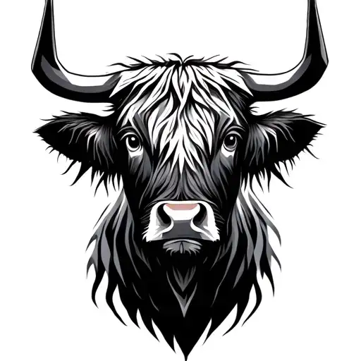 Geometric highland cow tattoo design idea