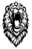 gill selfmade lion roaring blessed written vertically tattoo design idea