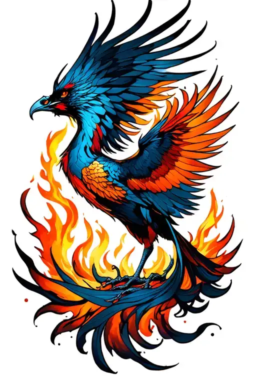 phoenix rising from the ashes tattoo design idea