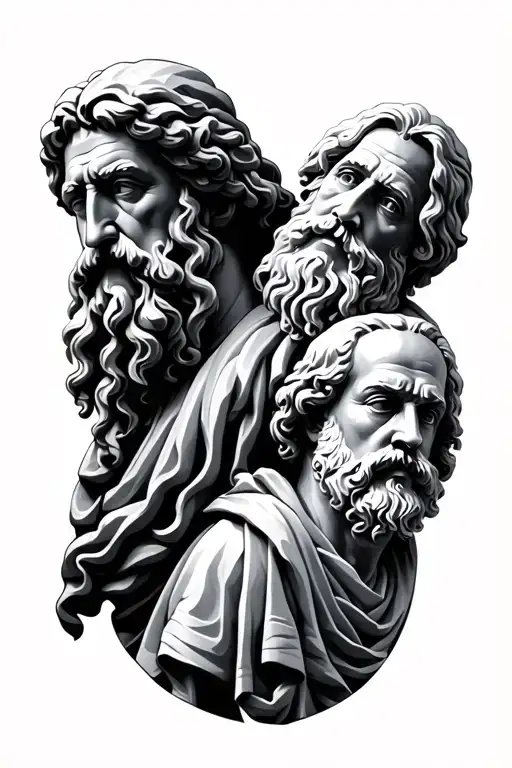 socrates, aristotle and plato tattoo design idea