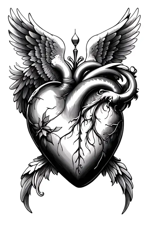 Anja forever, heart with angels wings at the top right is 6 9 tattoo design idea