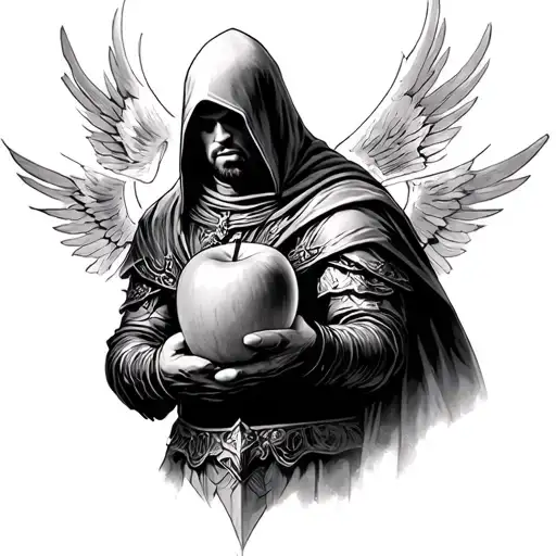 Ezio Auditore holding the apple of eden tattoo design idea