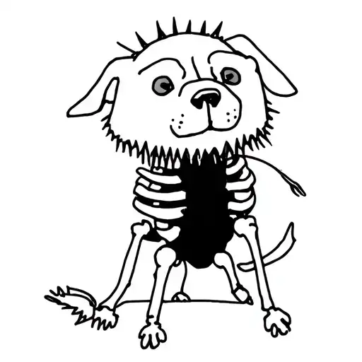 dog with spiky collar bone tearing through skin skeleton tattoo design idea